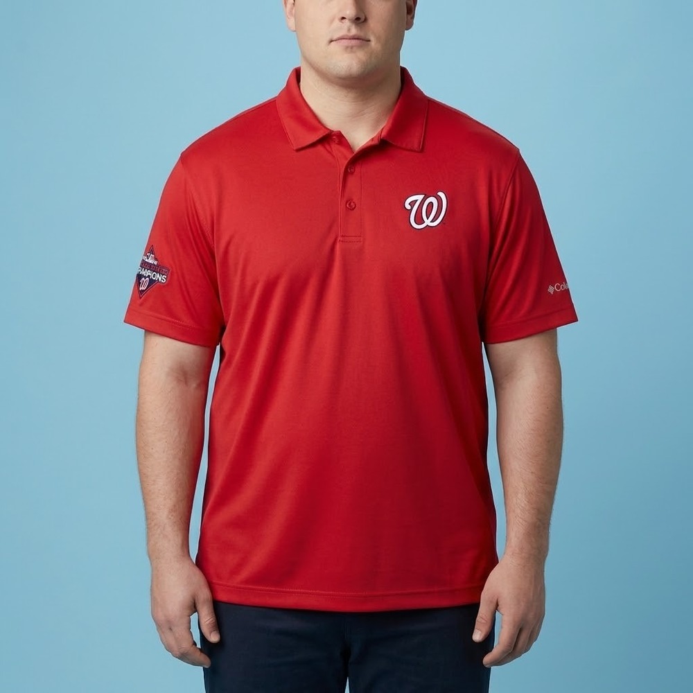 Columbia 2019 World Series Nationals Polo XL Red Short Sleeve‎ EUC